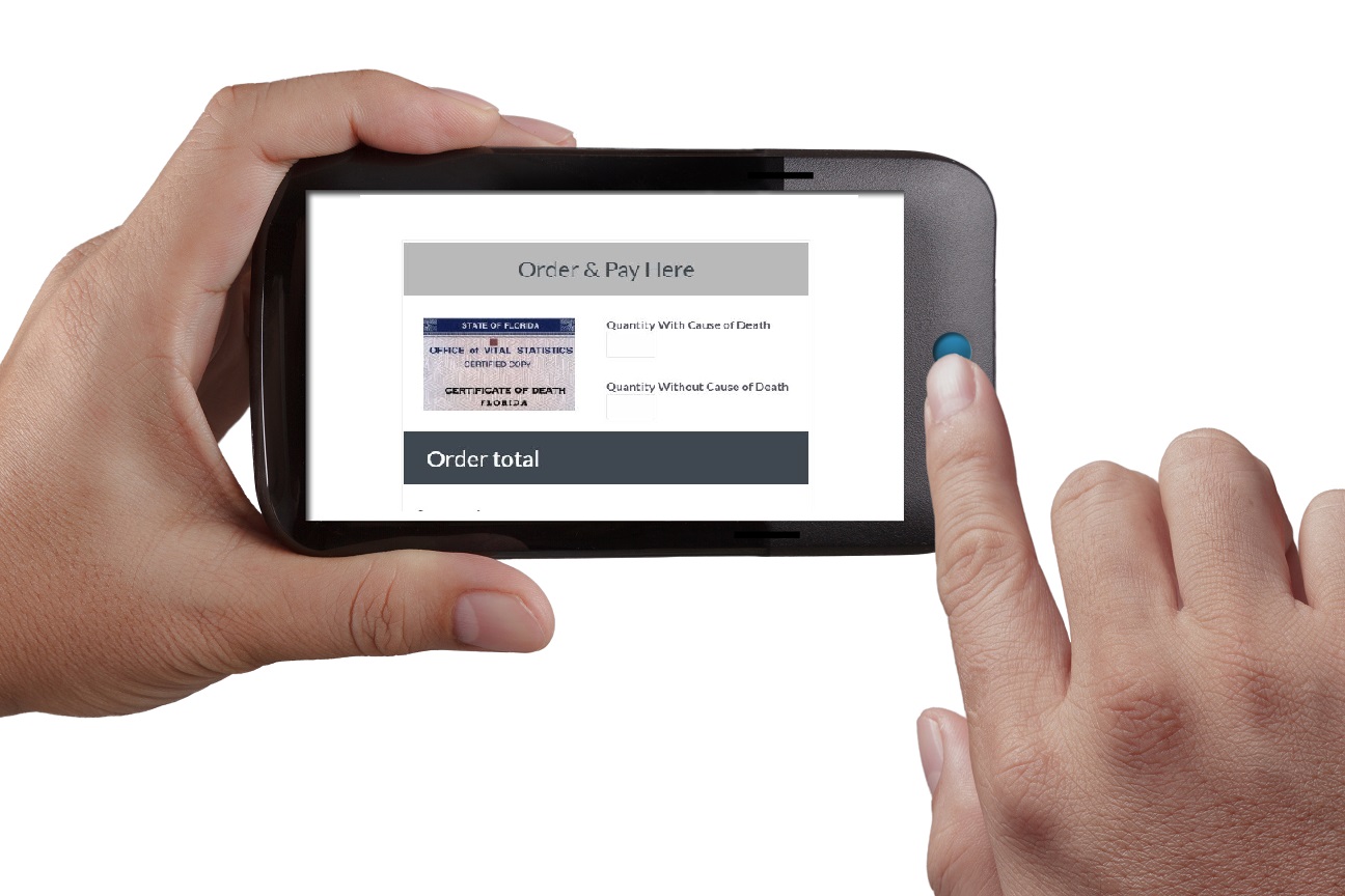 Order Florida death certificaets on mobile phone.